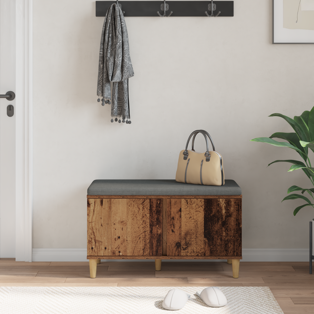 Hallbænk Gammelt træ 80 x 38 x 46 cm Kunstigt træ og stof