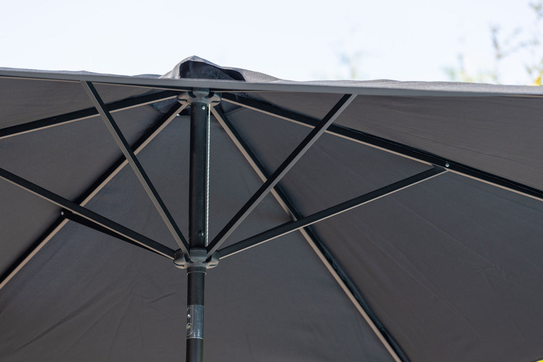 Venture Home Leeds Umbrella - 3m - Grey Alu / Black Fabric