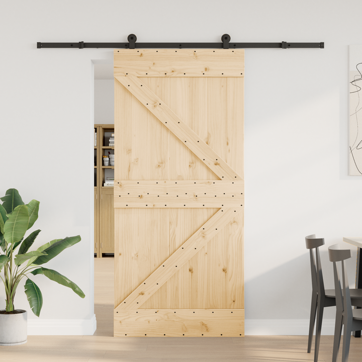 Skydedør NARVIK Naturfarvet og sort 95 x 210 cm (213,5 cm)