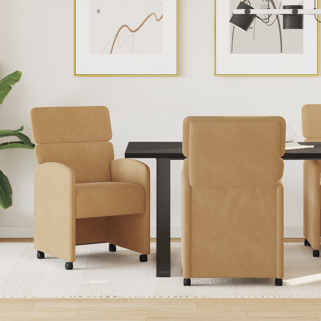 Spisebordsstole med hjul 2 pcs Brun 58 x 65 x 98 cm Fløjl