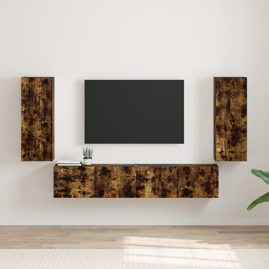 TV vægskab 2 pcs Røget eg 30 x 31 x 80 cm Konstrueret træ