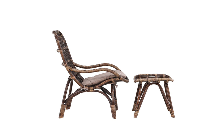 Venture Home Ella Loungechair Rattan - Dark walnut / Beige - Ersätter 6109-101