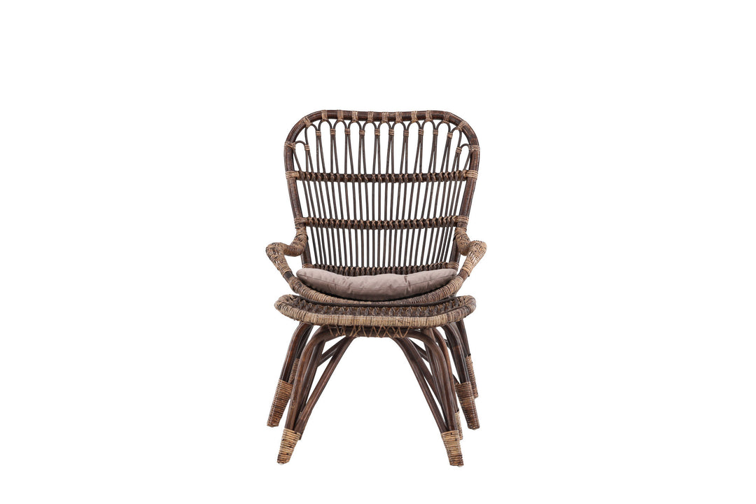 Venture Home Ella Loungechair Rattan - Dark walnut / Beige - Ersätter 6109-101