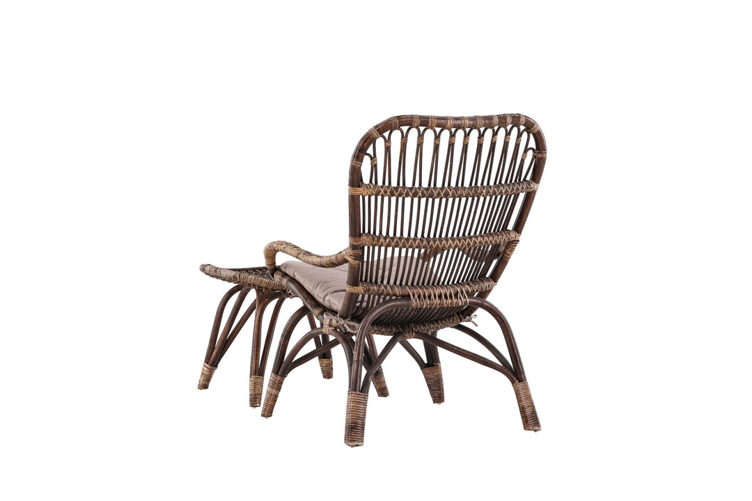 Venture Home Ella Loungechair Rattan - Dark walnut / Beige - Ersätter 6109-101