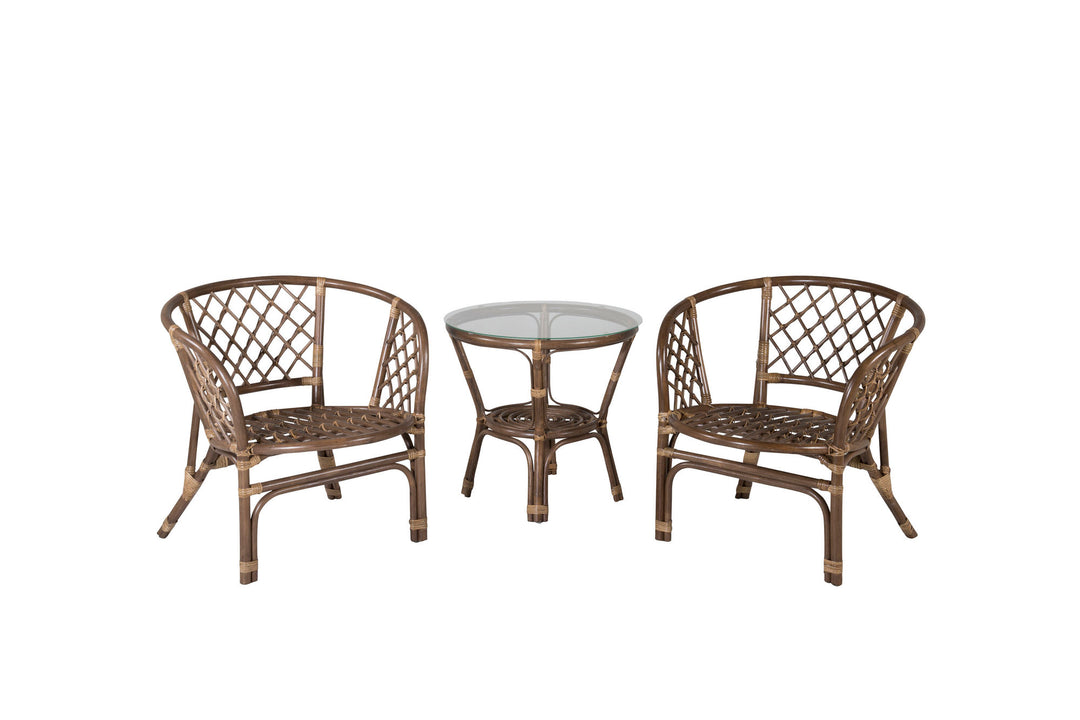 Venture Home Wera Café set (2+1) Rattan / Offwhite Cushion - Ersätter 1573-6011