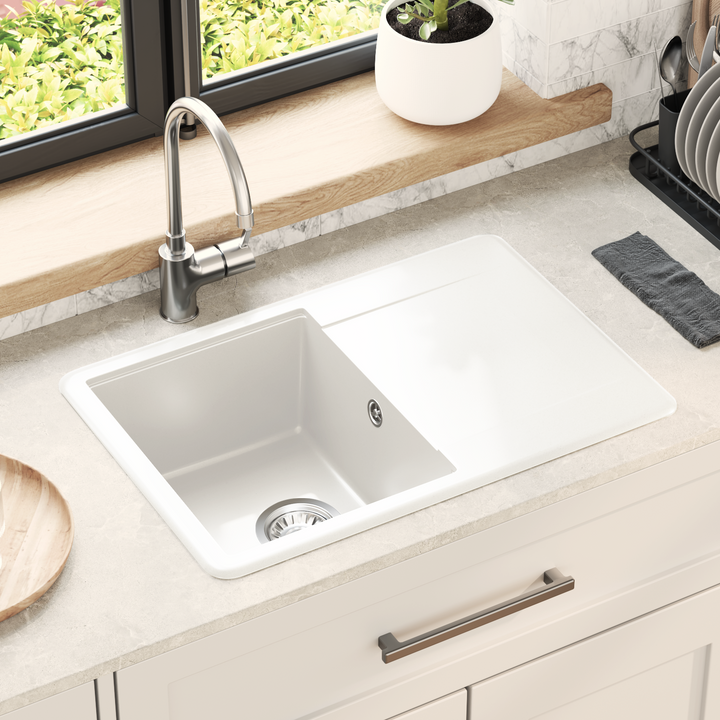 Vask Hvid 670 x 460 mm 80% Kvarts og 20% Resin