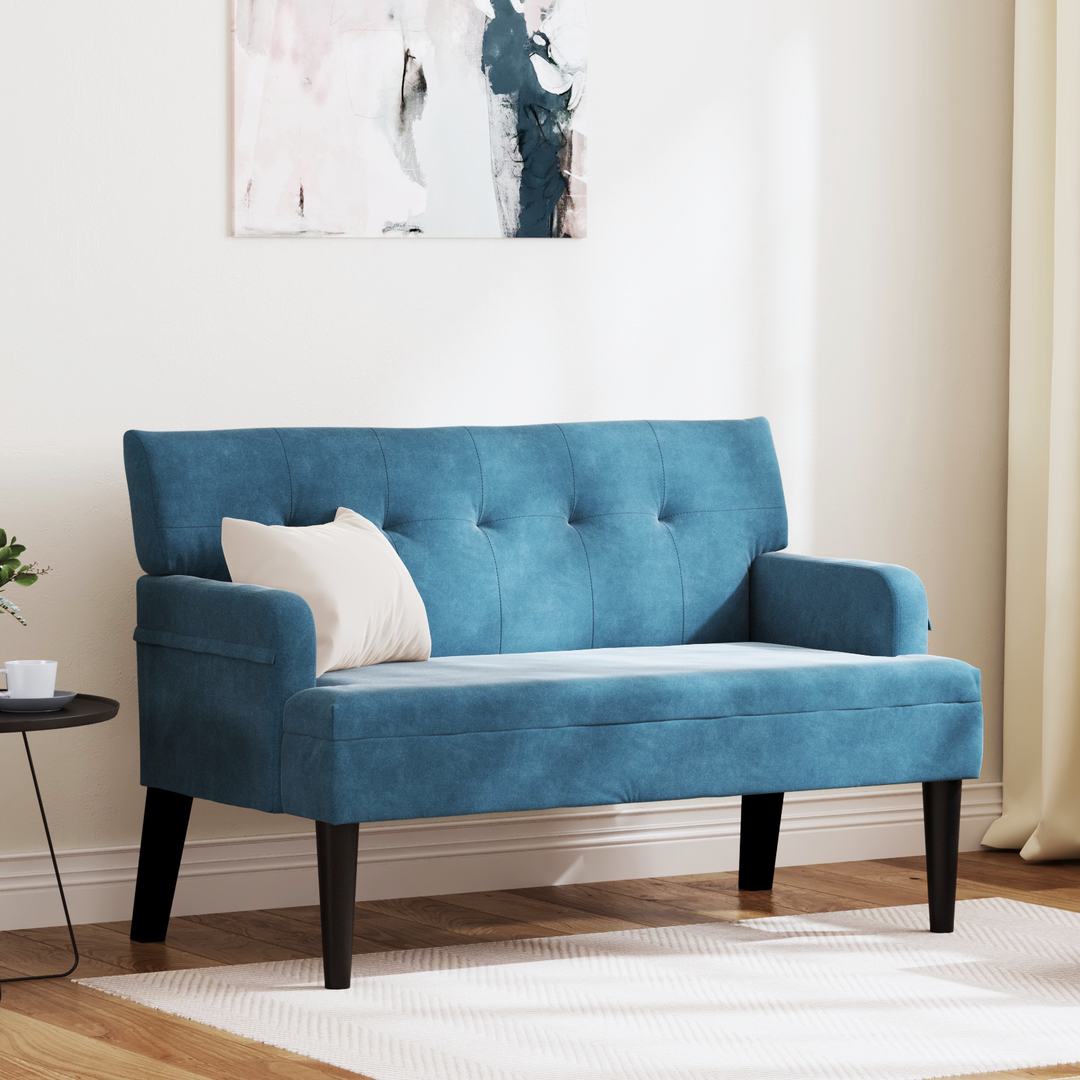 Chesterfield bænk Blå 112 x 65,5 x 75 cm Fløjl