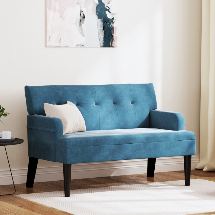 Chesterfield bænk Blå 112 x 65,5 x 75 cm Fløjl