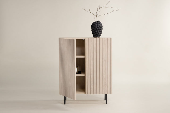 Vind Björkön High Cabinet Storage - Whitewash / Oak/faneer