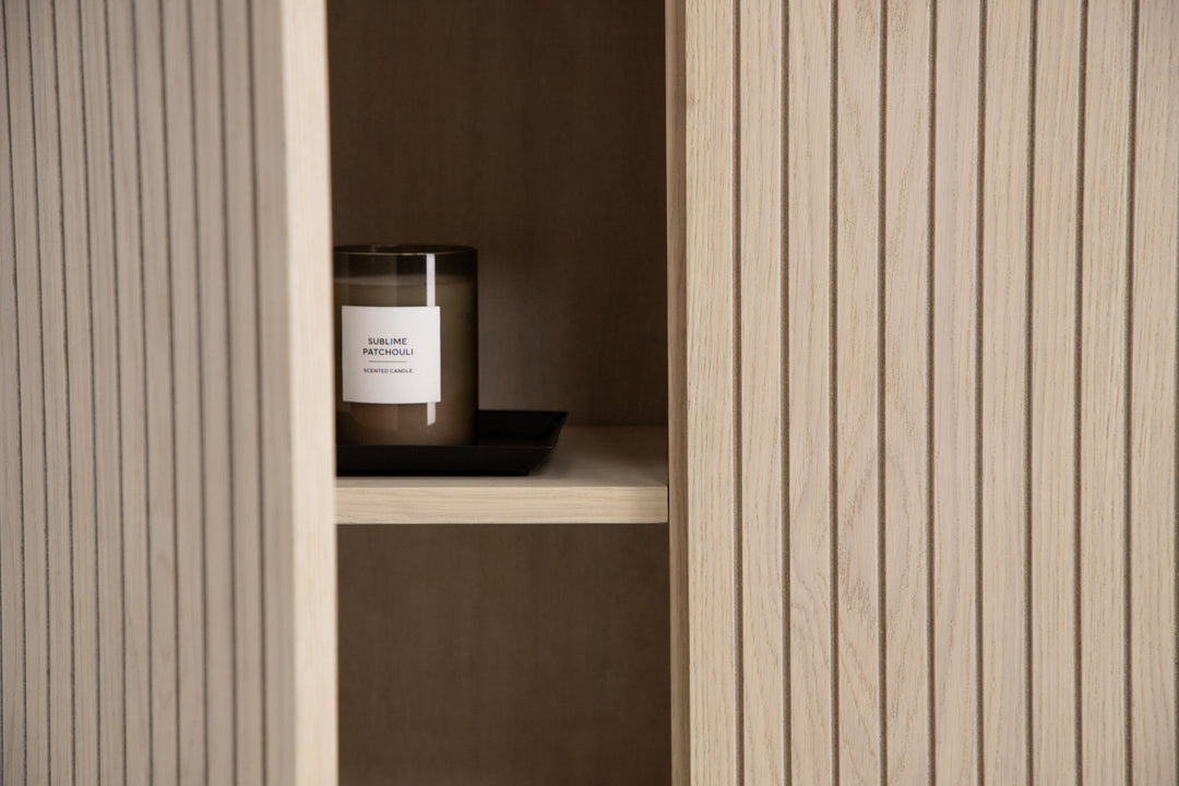 Vind Björkön High Cabinet Storage - Whitewash / Oak/faneer