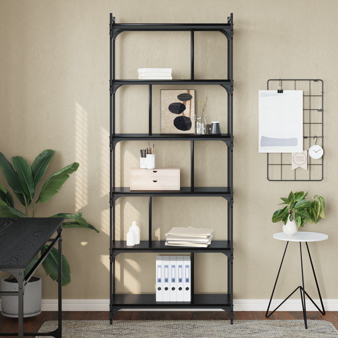 Bogreol Sort eg 76 x 32 x 192 cm Konstrueret træ
