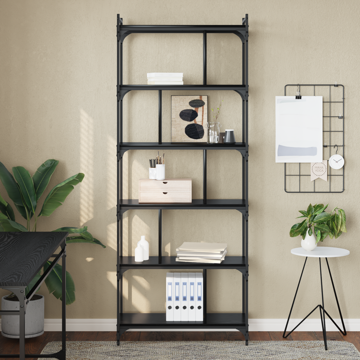 Bogreol Sort eg 76 x 32 x 192 cm Konstrueret træ