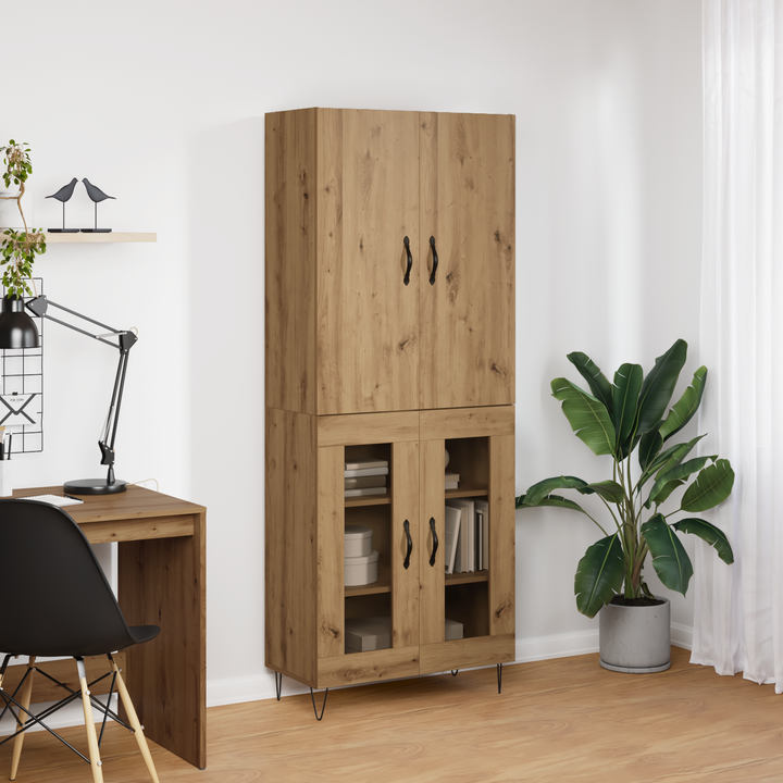 Highboard 2 pcs Artisan Egetræ Konstrueret træ og glas