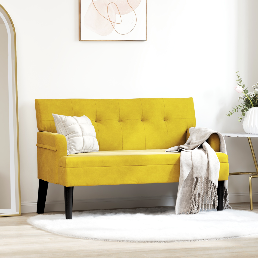 Chesterfield bænk Gul 112 x 65,5 x 75 cm Fløjl