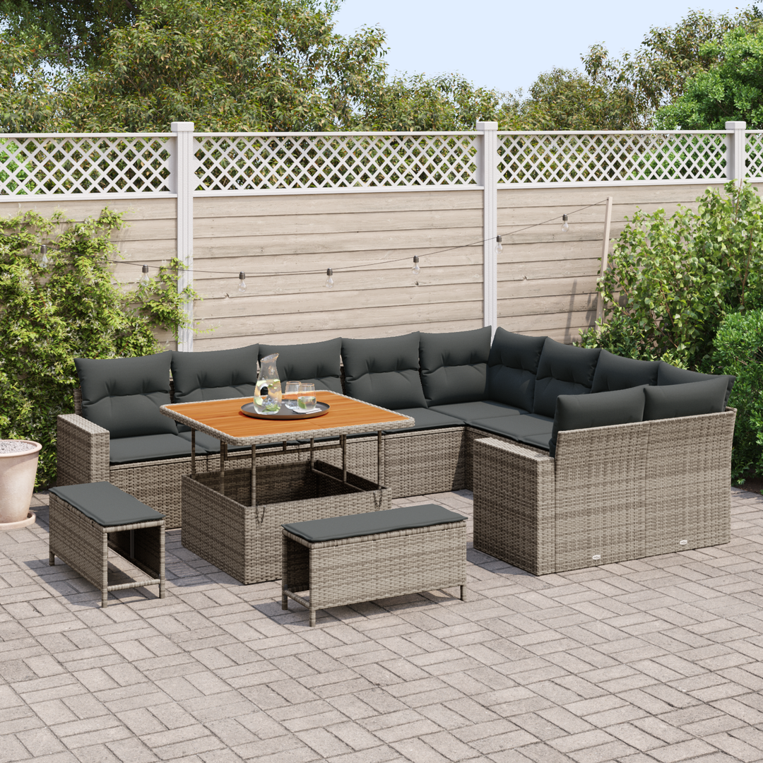 Havesofa Sæt med pude 13 pcs Grå polyrattan