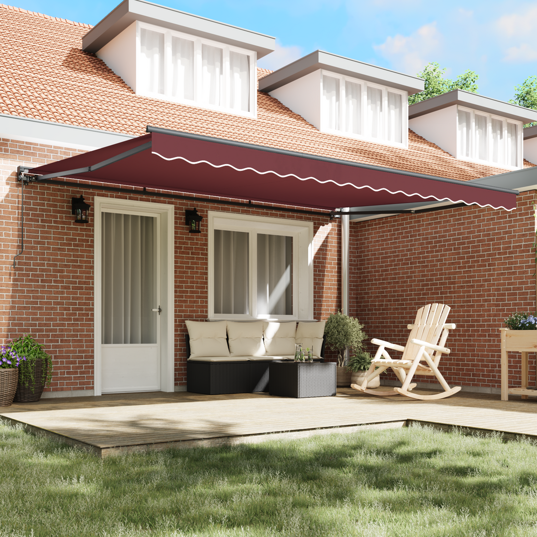 Markiseramme Bordeaux 450 × 300 cm Polyester med PU belægning