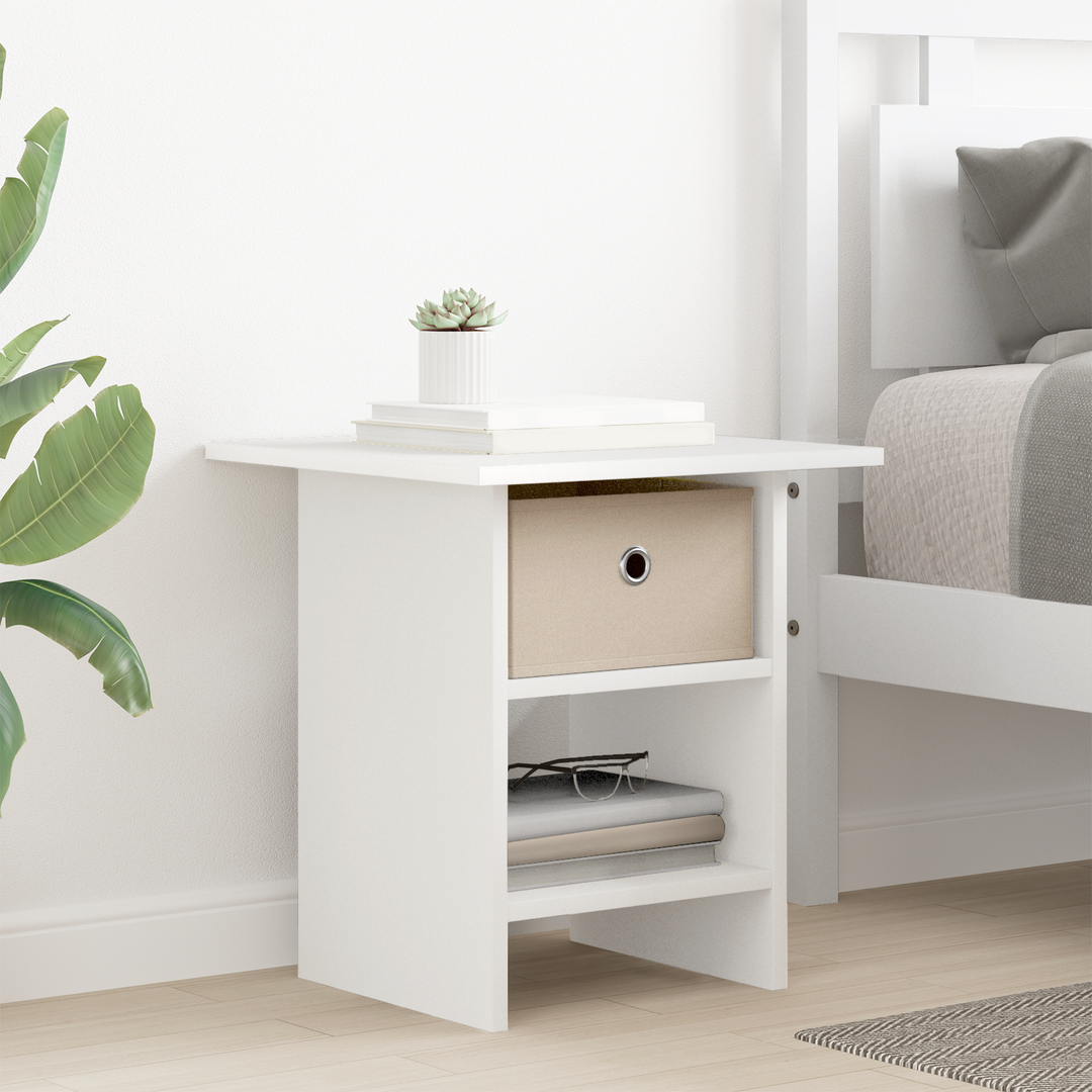 Sengebord med skuffe 2 pcs Hvid 41 x 40 x 45 cm Konstrueret træ