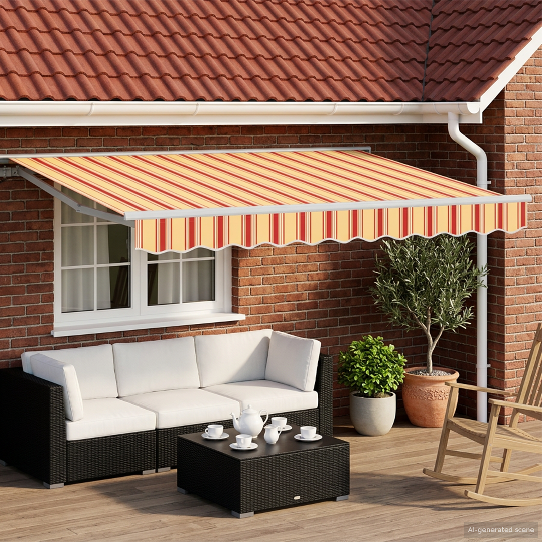 Manuel markise-ramme med LED-lys Gul, Orange og Hvid 2,5 x 2 m