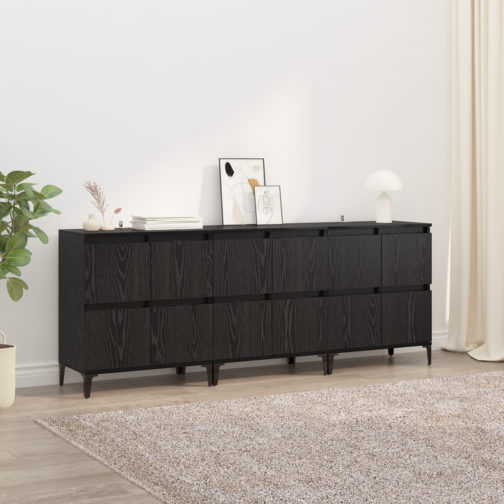 Sideboards 3 pcs Sort eg 60 x 35 x 70 cm Konstrueret træ
