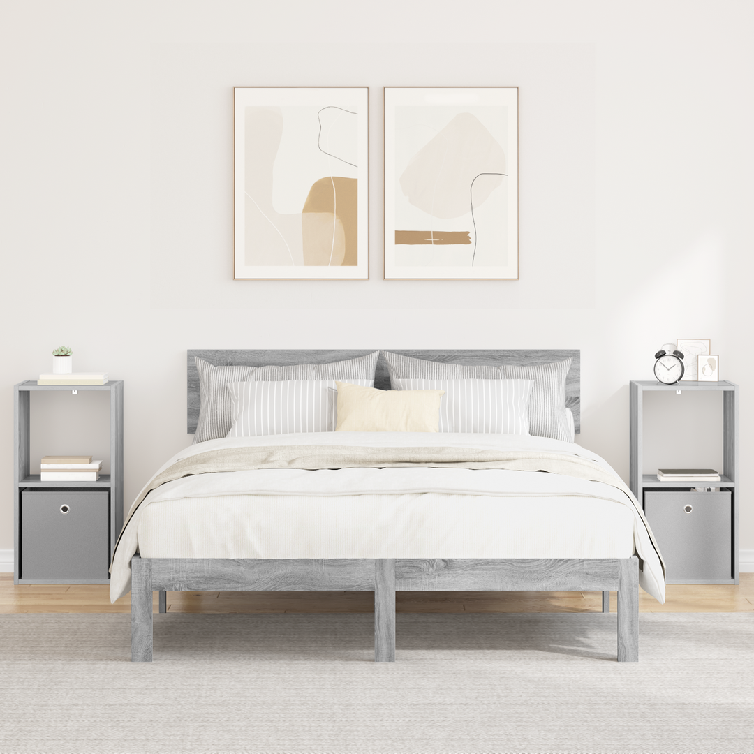 Sengebord 2 pcs Grå Sonoma 35 x 32 x 68,5 cm Konstrueret træ