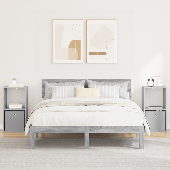 Sengebord 2 pcs Grå Sonoma 35 x 32 x 68,5 cm Konstrueret træ