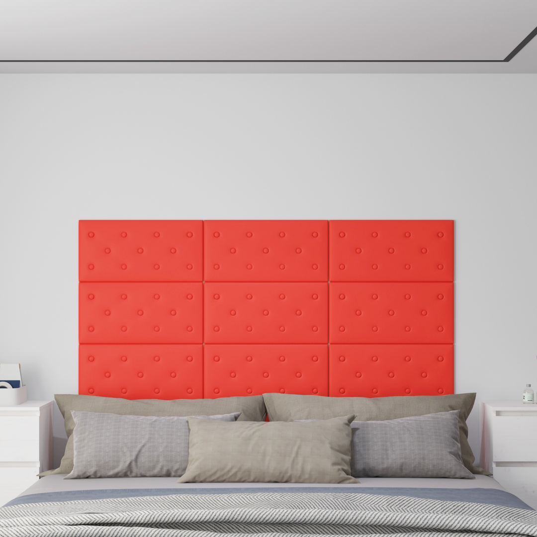 Væghovedgærde 12 pcs Rød 60 x 30 cm Faux læder