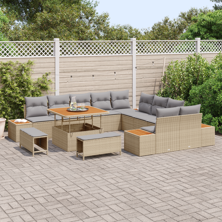 Havesofa Sæt med pude 13 pcs Beige og lys grå