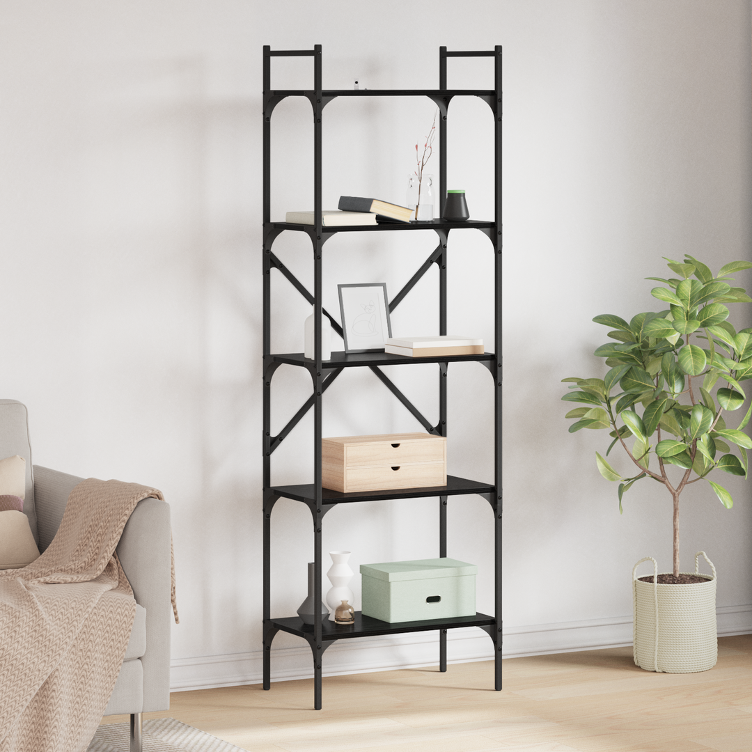 Bogreol Sort eg 56 x 32 x 174 cm Konstrueret træ