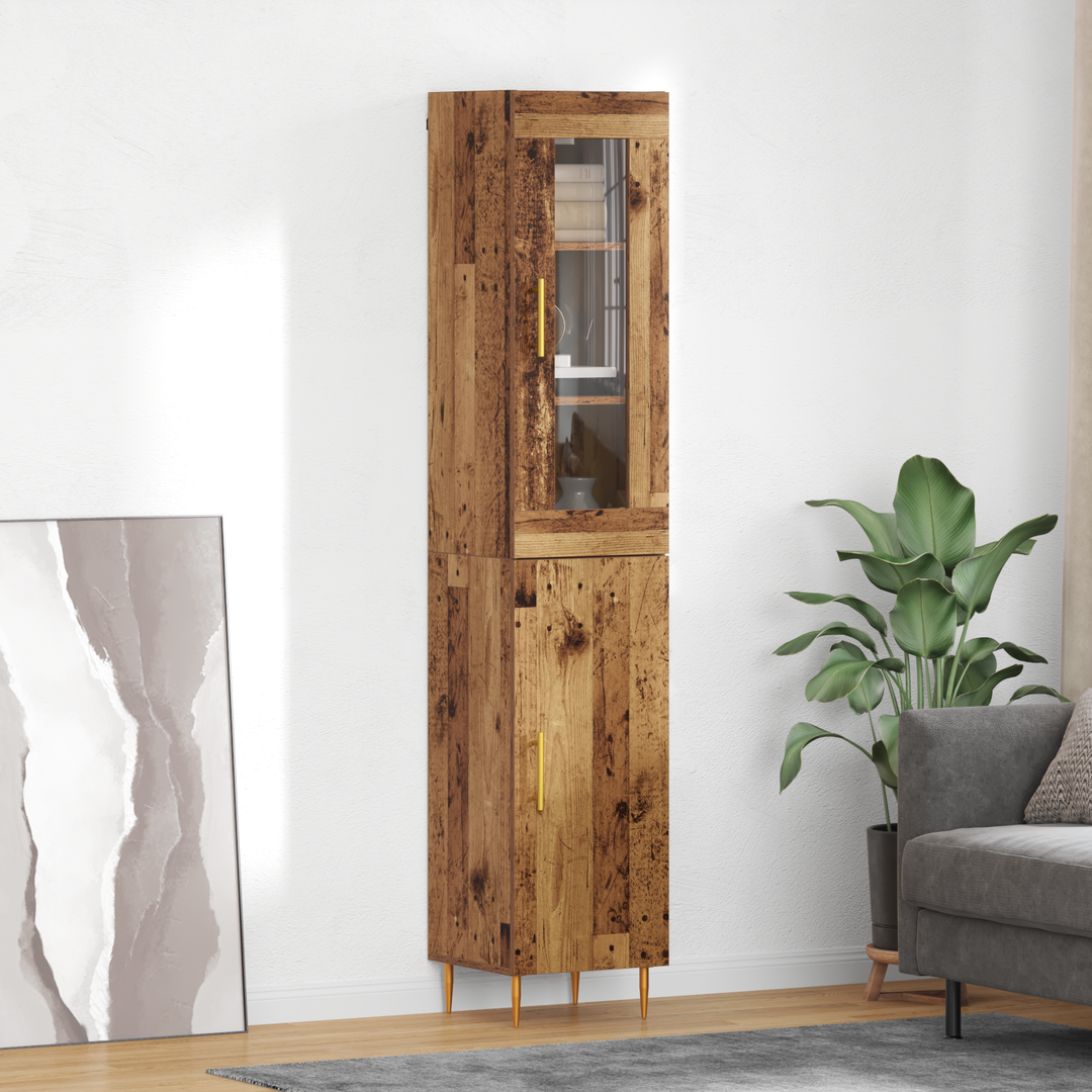Highboard 2 pcs Gammelt træ Konstrueret træ