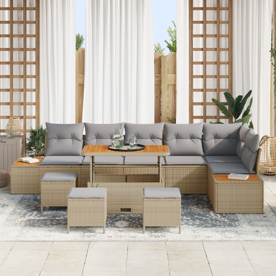 Havesofa Sæt med pude 10 pcs Beige og lys grå