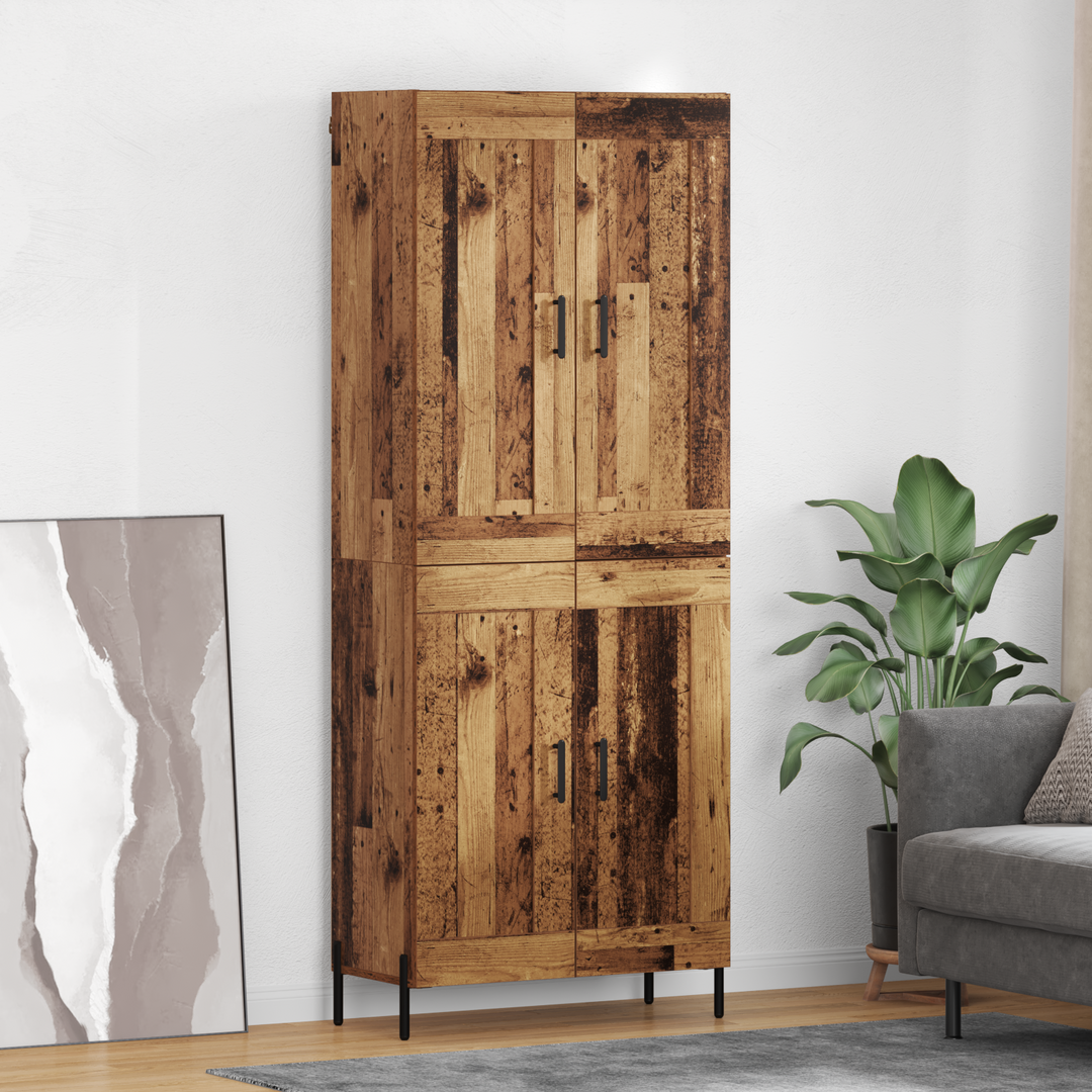 Highboard 2 pcs Gammelt træ Konstrueret træ