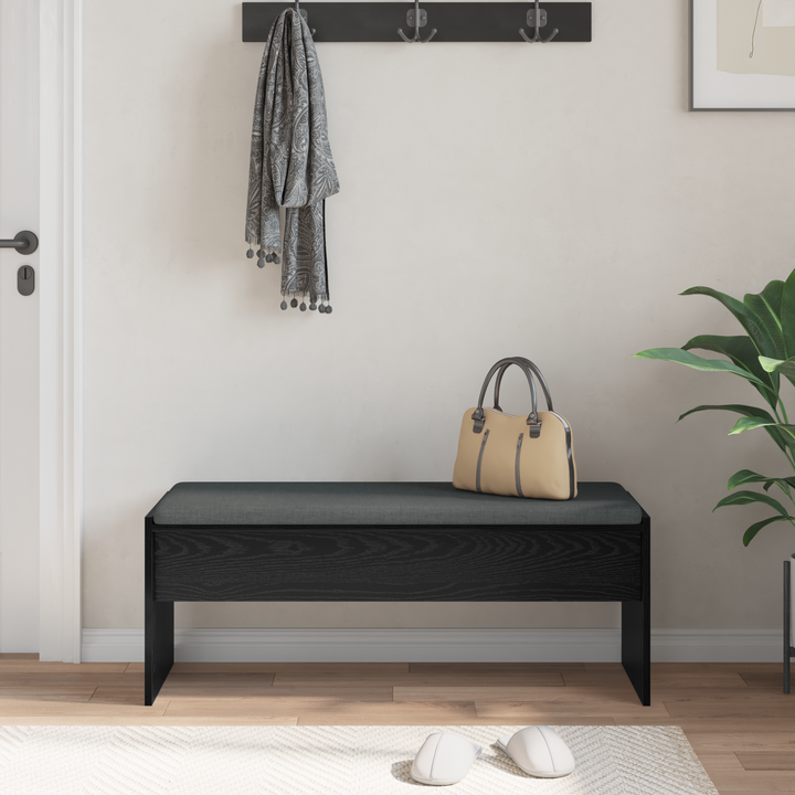 Hallbænk med pude Sort eg 103 x 38 x 40 cm