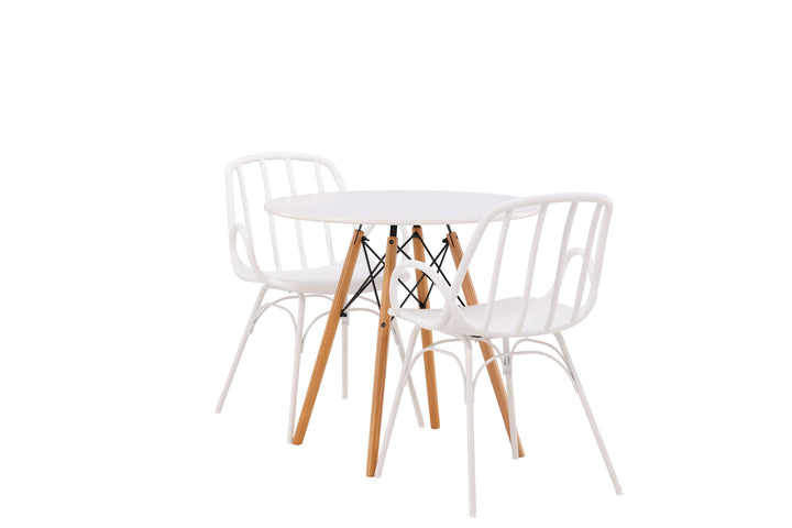 Venture Home Danburi Dining Table - Woodlook / Woodlook MDF +Dyrön Dining Chair - White Polypropylene _2