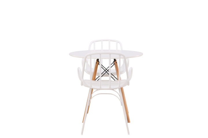 Venture Home Danburi Dining Table - Woodlook / Woodlook MDF +Dyrön Dining Chair - White Polypropylene _2