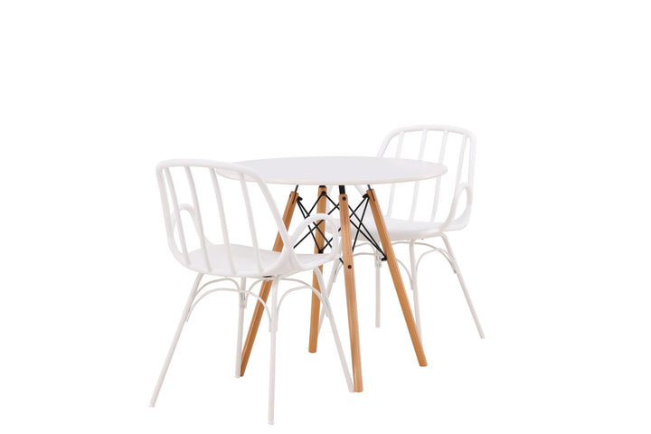 Venture Home Danburi Dining Table - Woodlook / Woodlook MDF +Dyrön Dining Chair - White Polypropylene _2