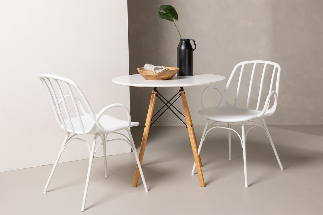 Venture Home Danburi Dining Table - Woodlook / Woodlook MDF +Dyrön Dining Chair - White Polypropylene _2
