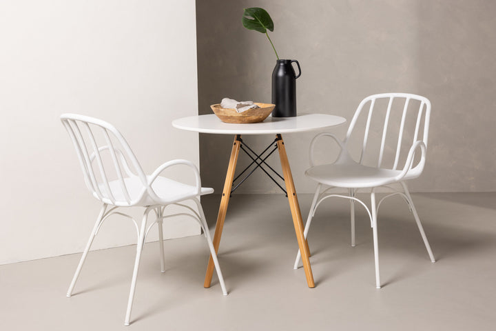 Venture Home Danburi Dining Table - Woodlook / Woodlook MDF +Dyrön Dining Chair - White Polypropylene _2