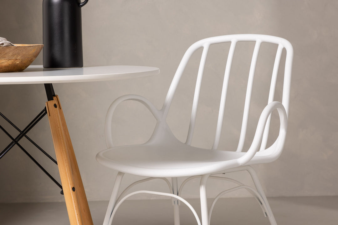 Venture Home Danburi Dining Table - Woodlook / Woodlook MDF +Dyrön Dining Chair - White Polypropylene _2