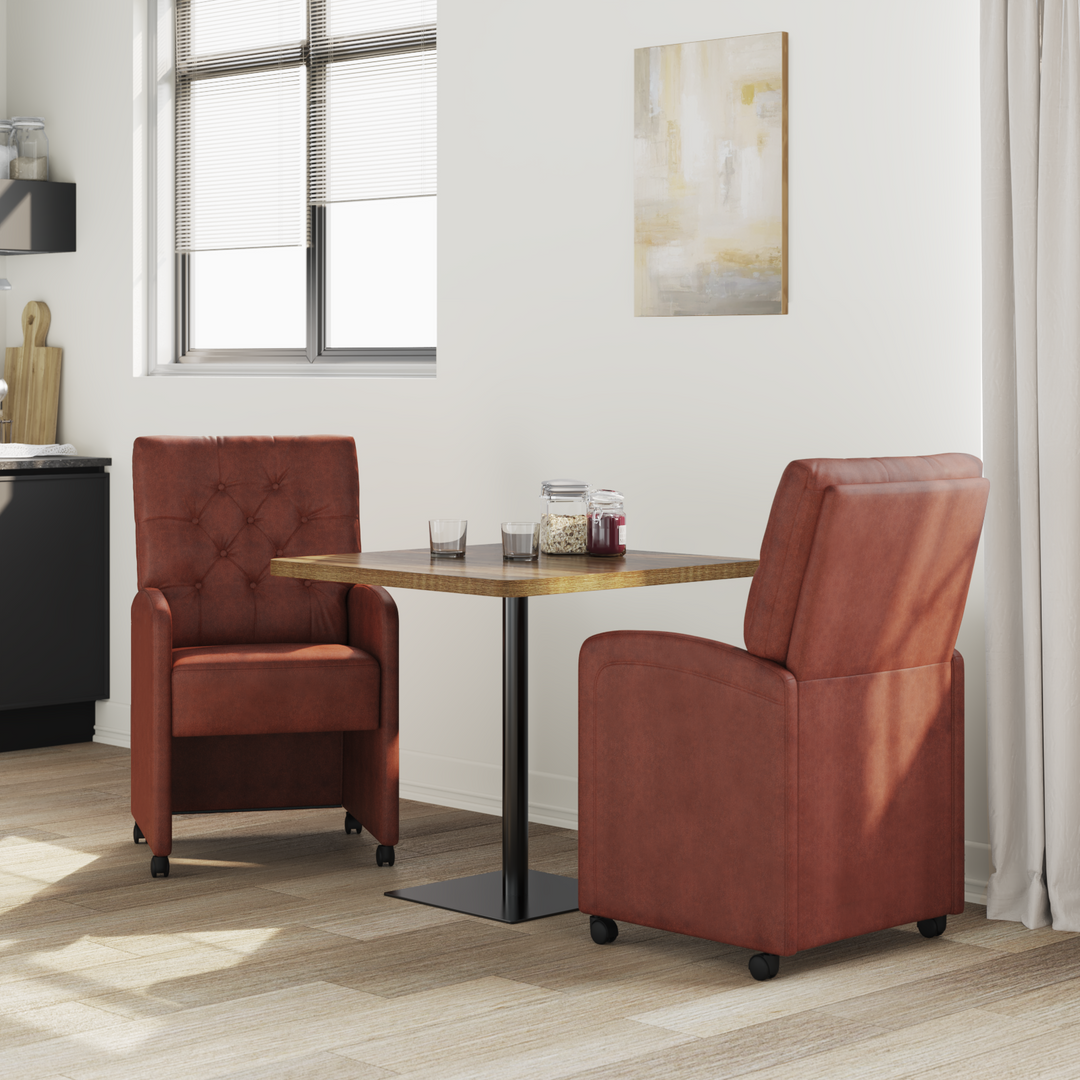 Spisebordsstole med hjul 2 pcs Skinnende brun 58 x 67 x 97 cm