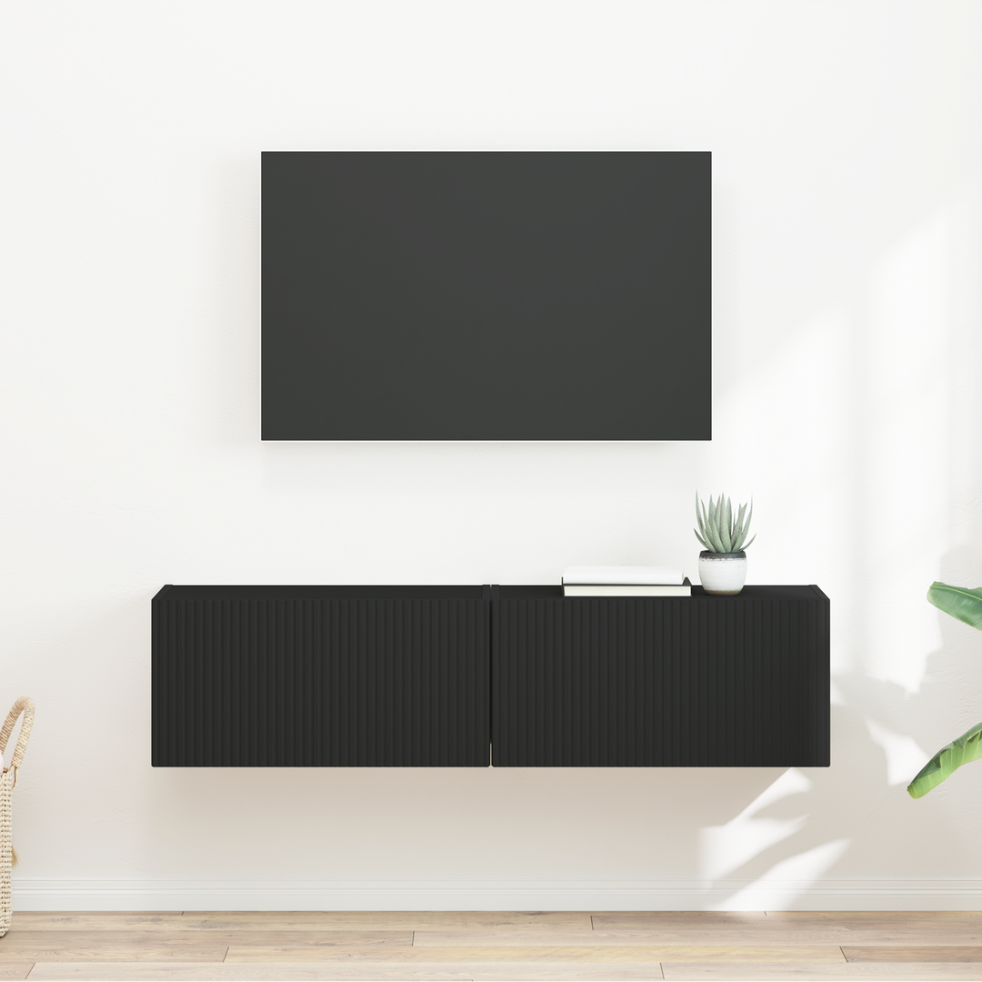 TV vægskab 2 pcs Sort 60 x 31 x 29,5 cm Konstrueret træ