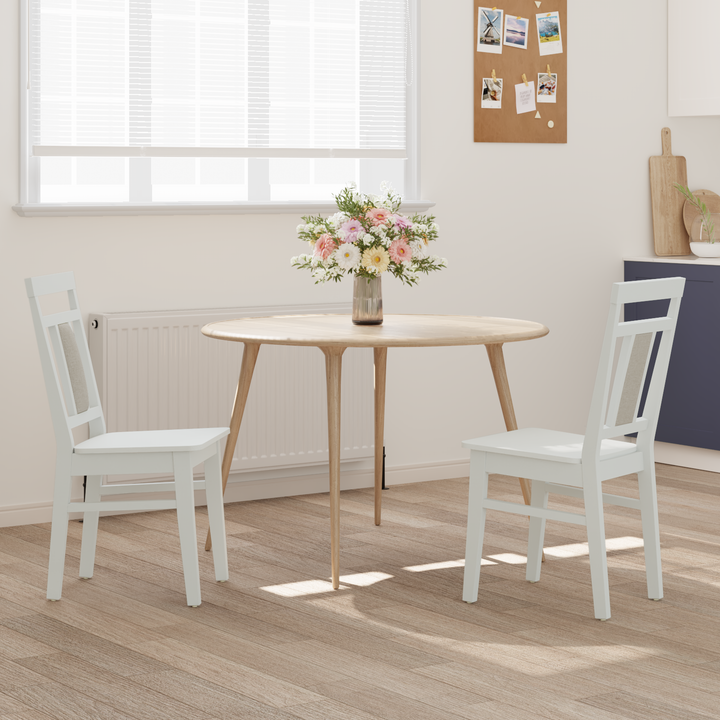 Spisestuestol 2 pcs Hvid Massiv Gummitræ