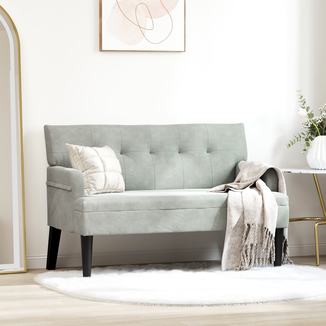 Chesterfield bænk Lysegrå 112 x 65,5 x 75 cm Fløjl