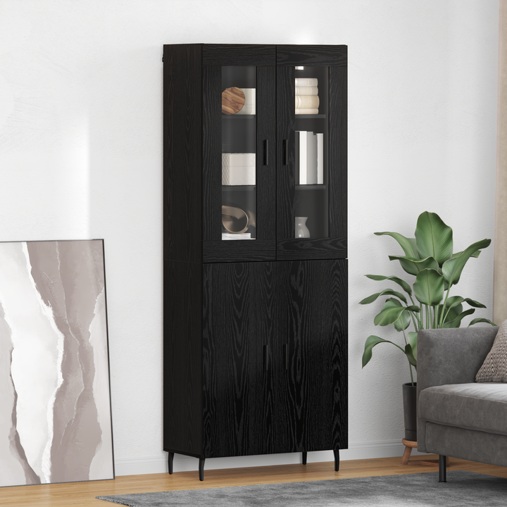 Highboard 2 pcs Sort eg Konstrueret træ