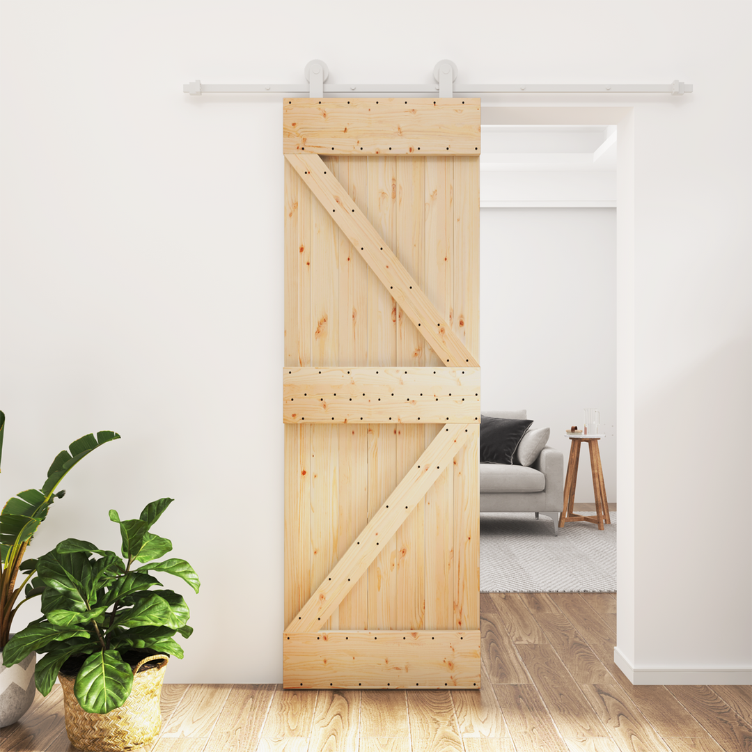 Skydedør Natur og hvid 70 x 210 cm Massivt Fyrretræ