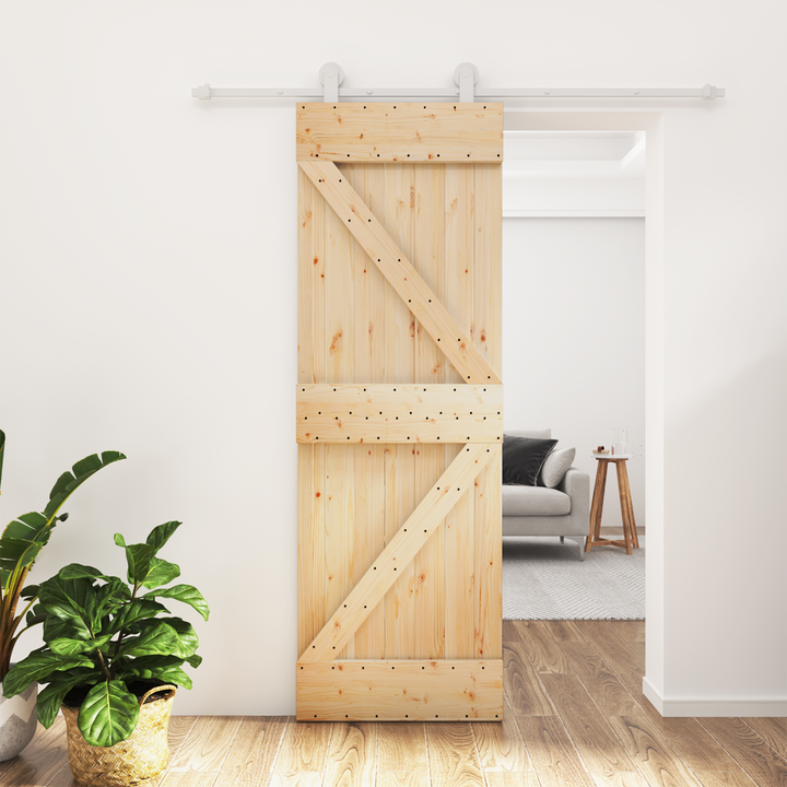 Skydedør Natur og hvid 70 x 210 cm Massivt Fyrretræ