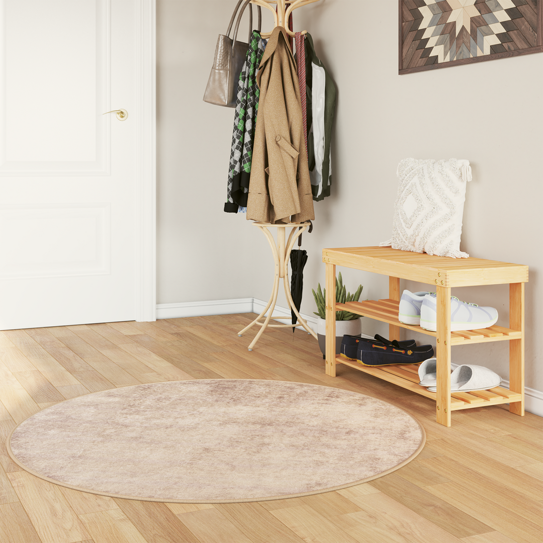 Tæppe Runner MARSA Beige 120 x 120 cm Polyester og PVC