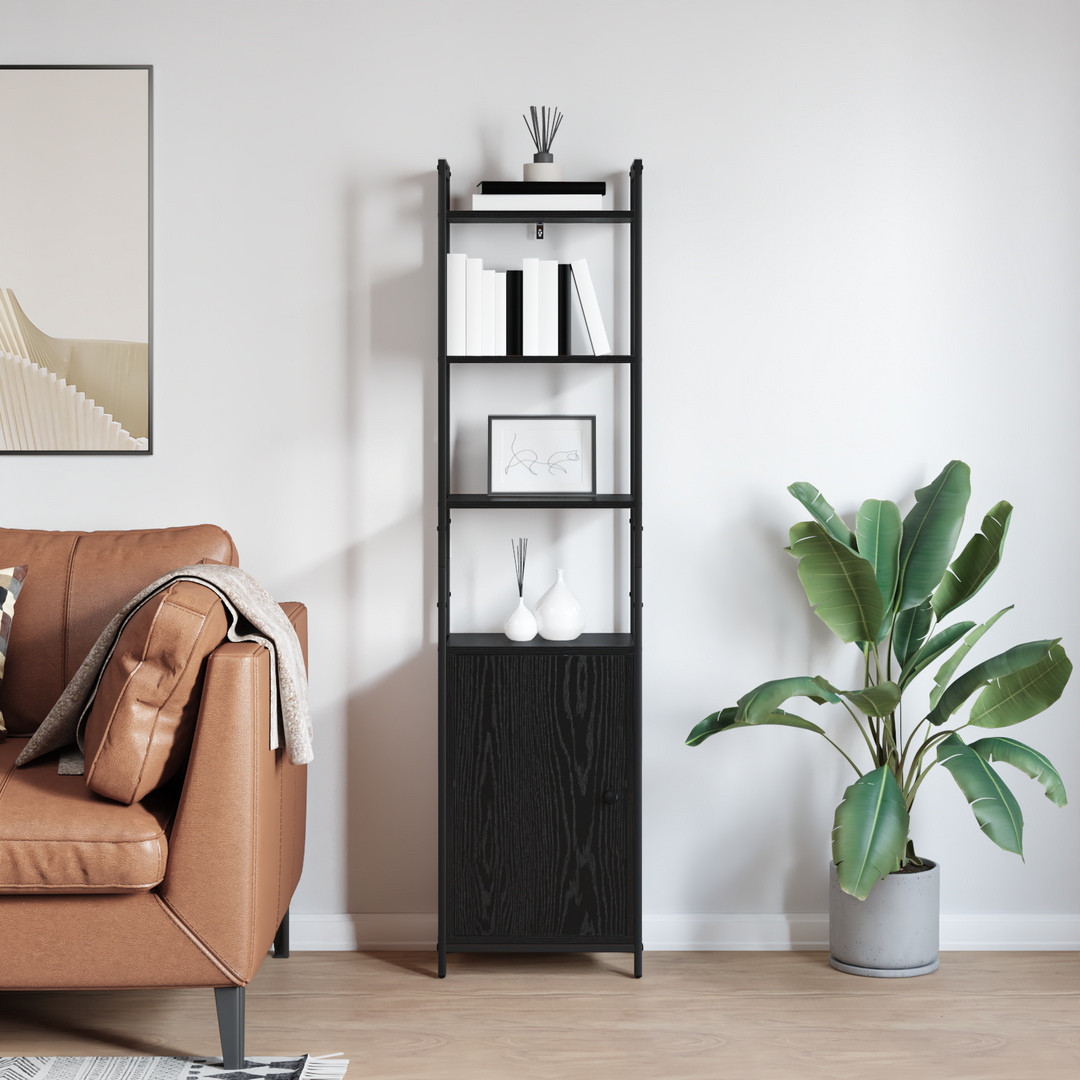 Bogskab Sort eg 40 x 24 x 161 cm Konstrueret træ