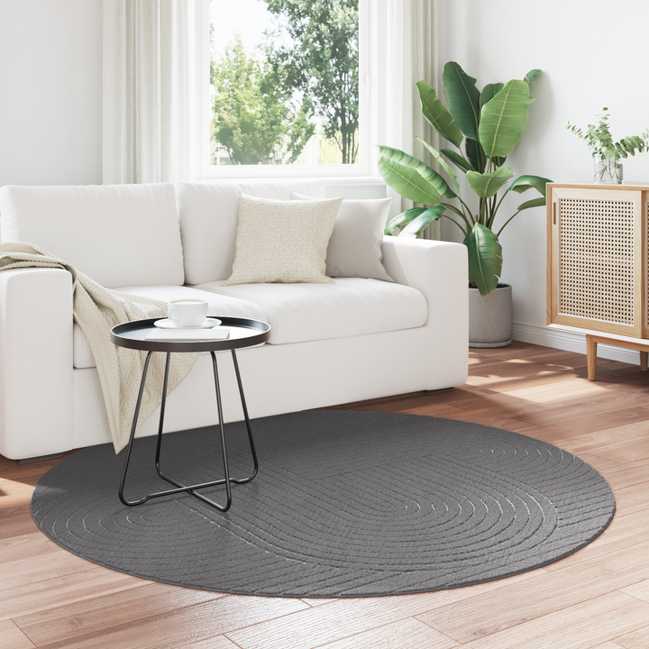 Områdetæpper Rund PALMERAS Antracit Ø 160 CM Polyester