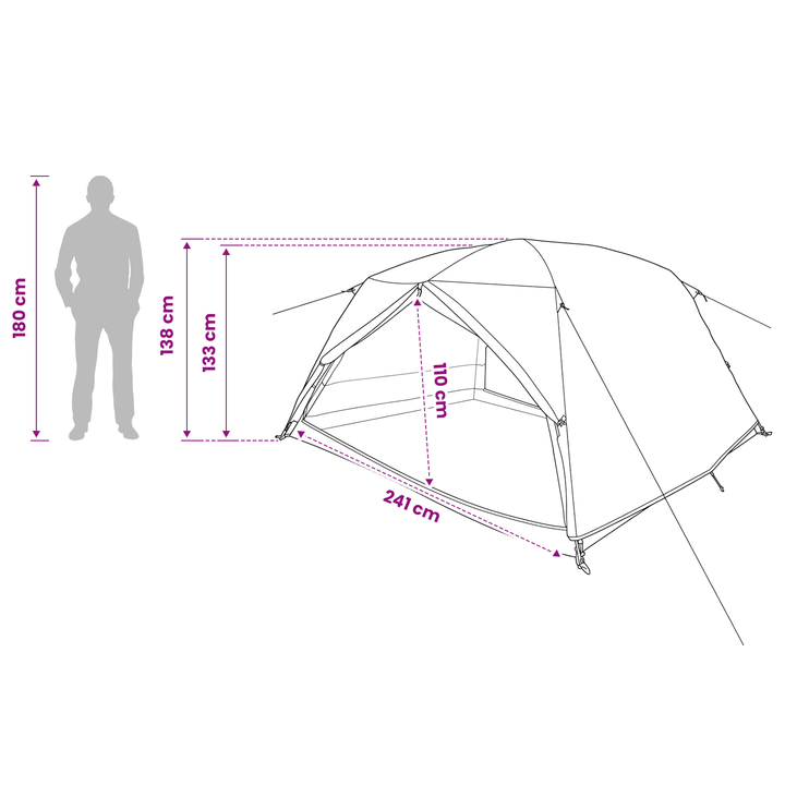Backpacking Telt Grøn 4-personers 185T Polyester med PU Coating
