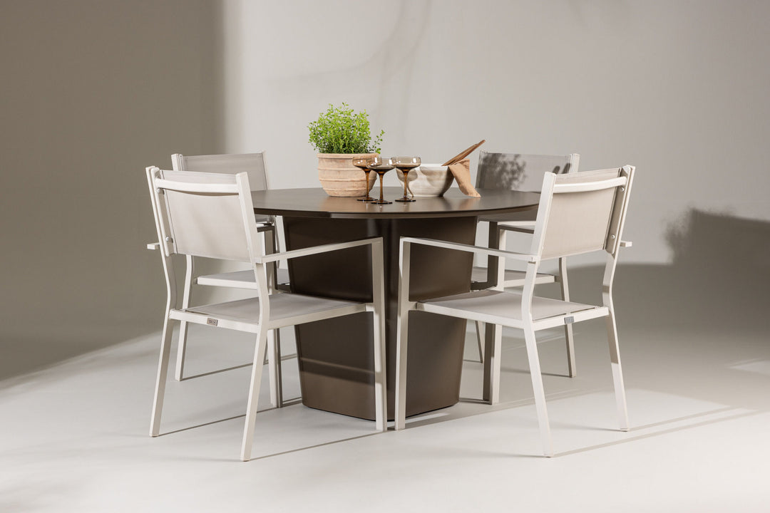 Venture Home Santa Fe Dining Table ø120 - Roasty +Copacabana Stacking Chair - Beige/Beige _4